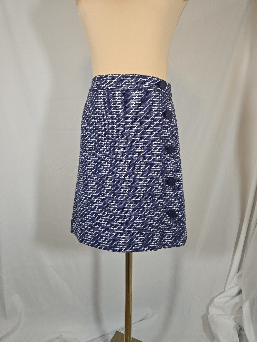 Navy Purple Tweed Skirt - 4